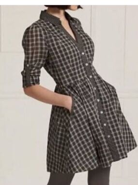Moulinette Soeurs Plaid Dress Sz 12 Shirt Dress